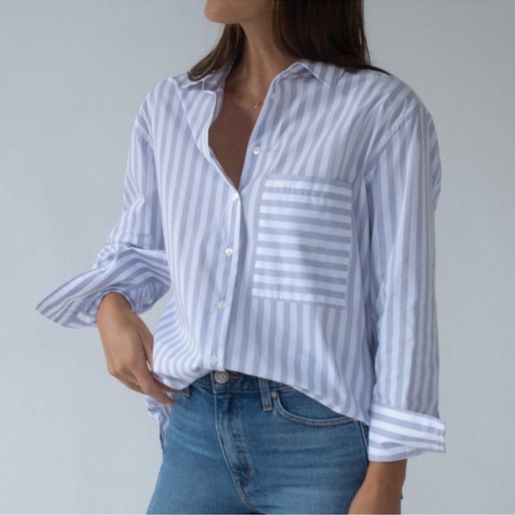 AYR Tops - AYR The Deep End Long Sleeve Button Down Cotton Striped Shirt